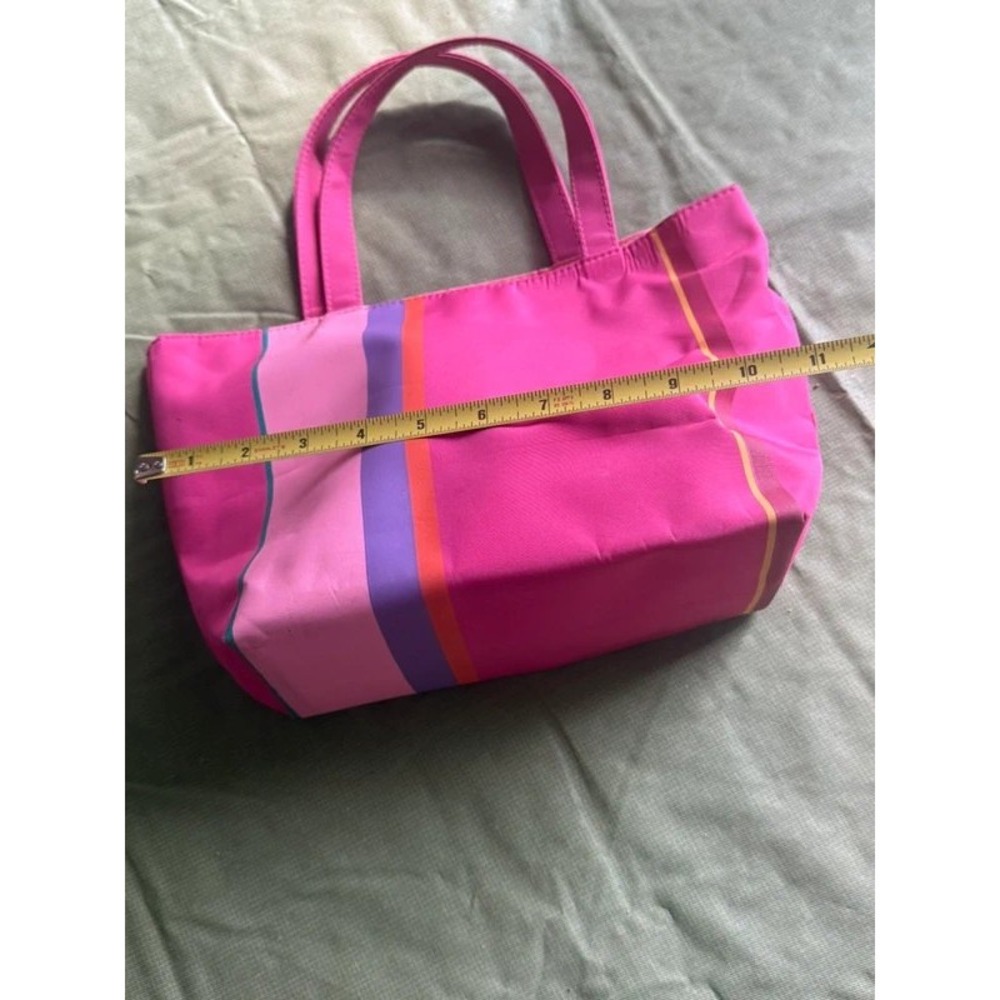 Pink Striped Canvas Tote Bag Pencil Pouch Dorm Organizer - Picture 3 of 5